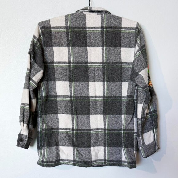 boys size L (10/12) TMNT Teenage Mutant Ninja TURTLES plaid flannel gray button - Picture 2 of 7